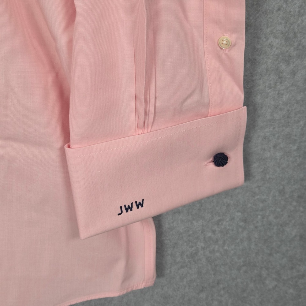 Brooks‎ Brothers NEW Men 17 33 Classic Fit Dress Shirt Pink *Monogrammed* French - Picture 3 of 5